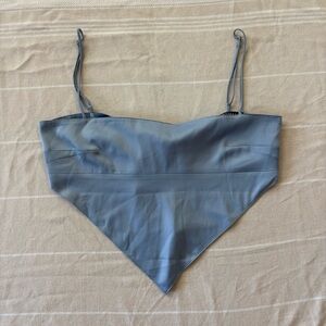 Blue Satin Tie Back Bandana Top